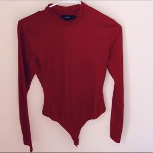 ❤️MOCK TURTLE NECK MAROON BODY SUIT